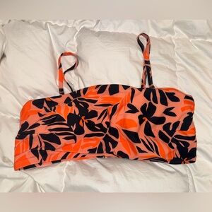 Old Navy Coral and black Leaf Print bikini top